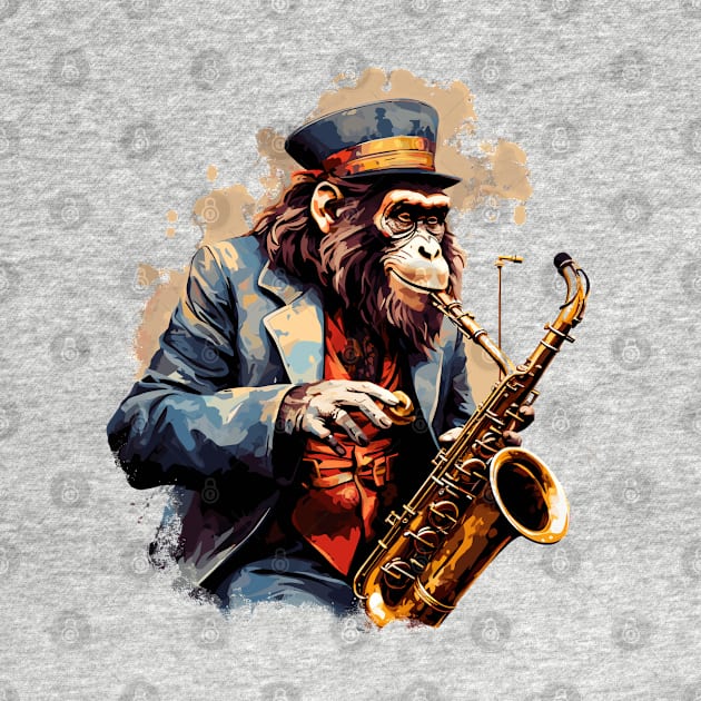 Monkey Playing Saxophone by Graceful Designs